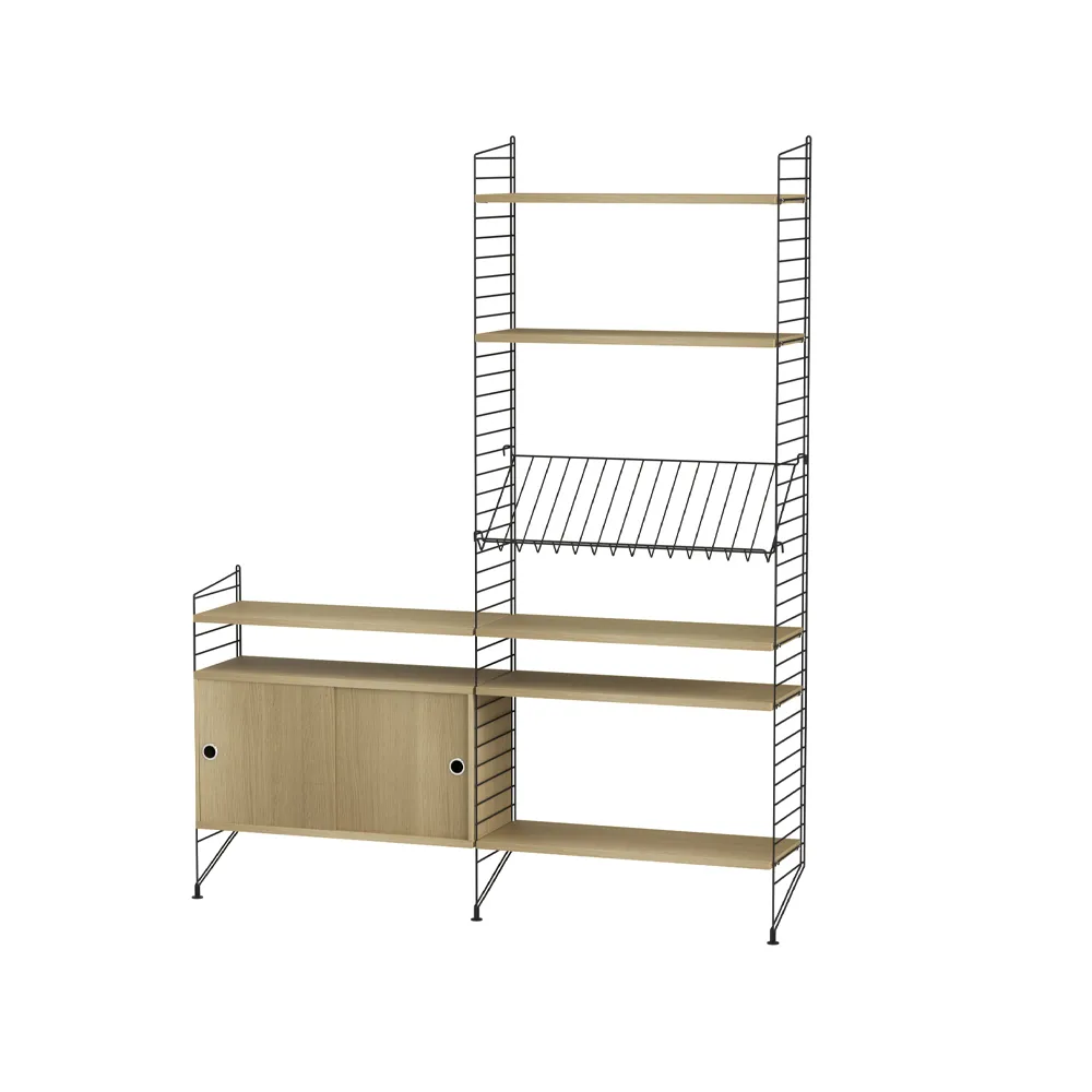 Scaffale da salotto String rovere e nero - combinazione K String