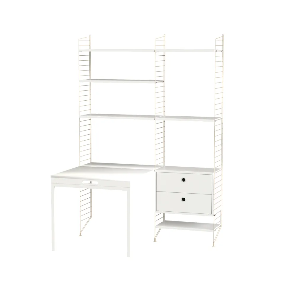 Scaffale da ufficio String bianco e beige - combinazione E,  String