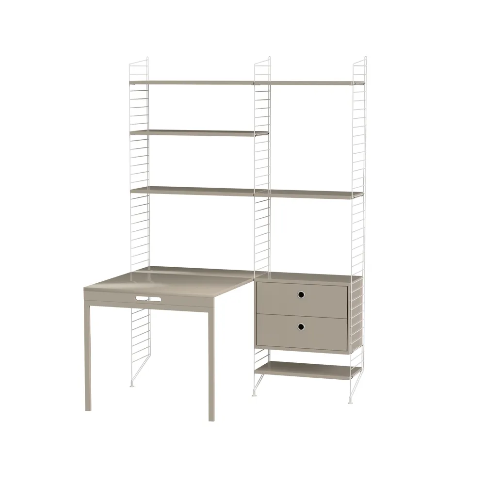 Scaffale da ufficio String bianco e beige - combinazione E,  String