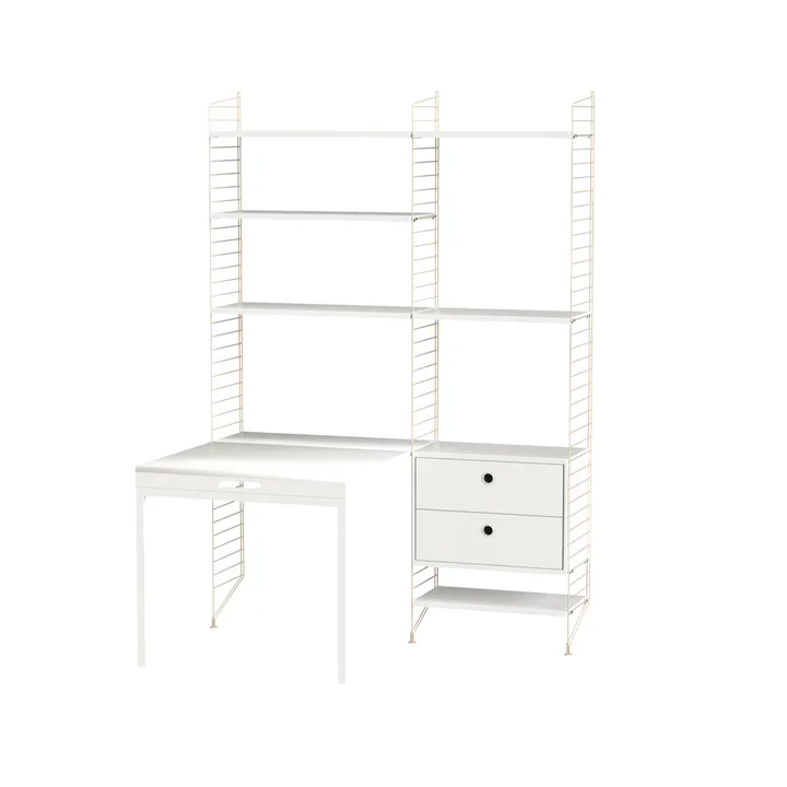 Scaffale da ufficio String bianco e beige - combinazione E - String