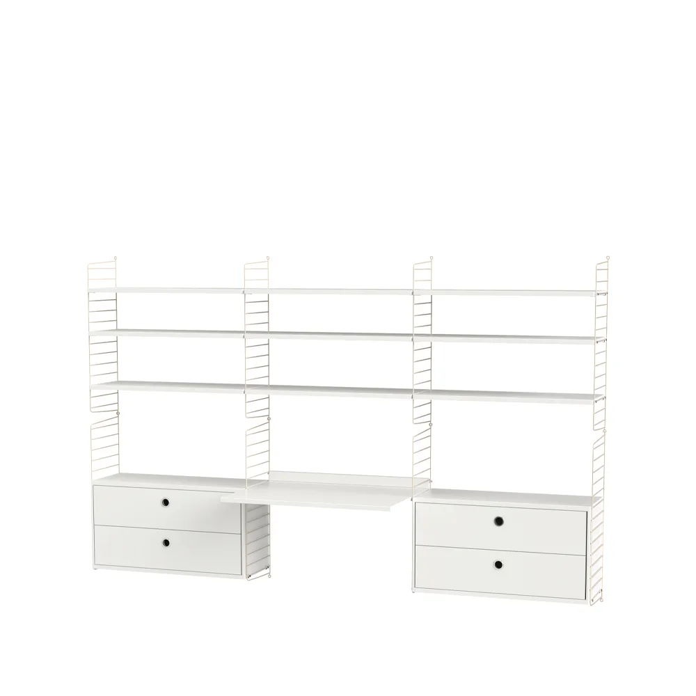 Scaffale da ufficio String bianco e beige - combinazione F,  String