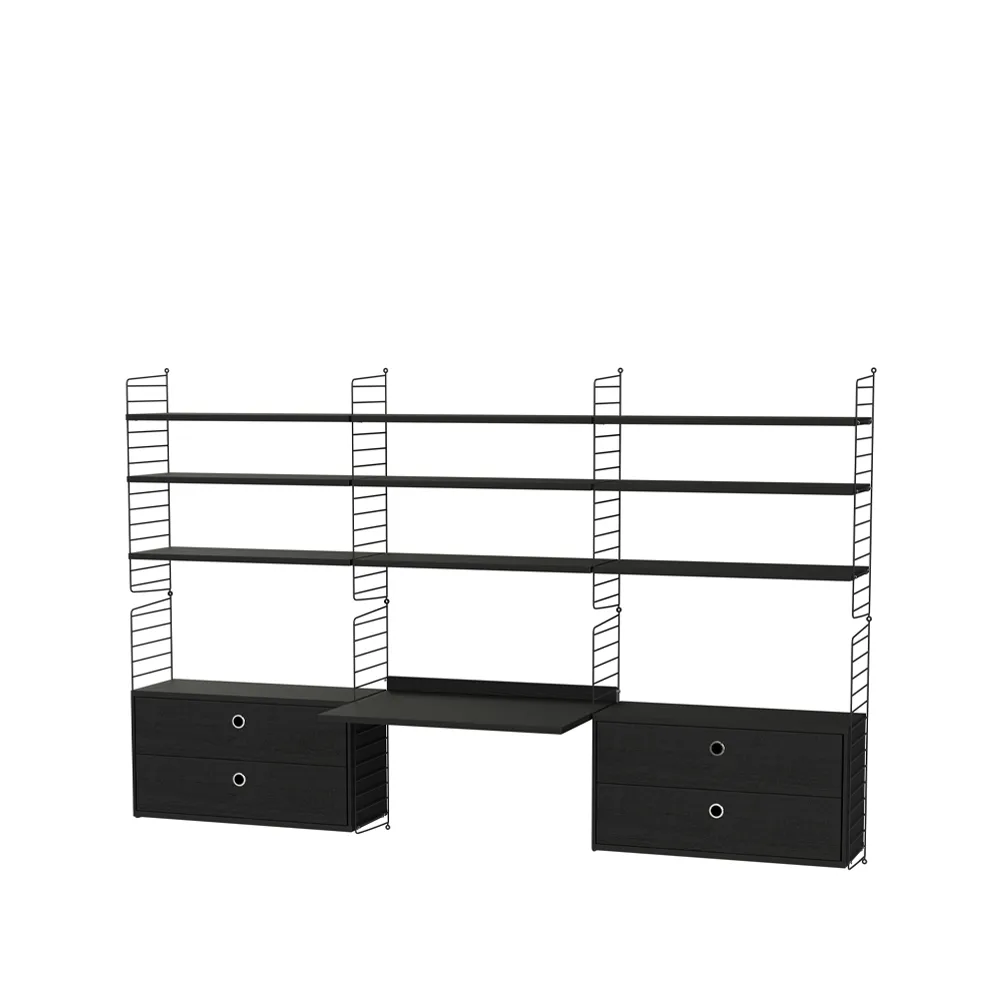 Scaffale da ufficio String nero - combinazione F,  String