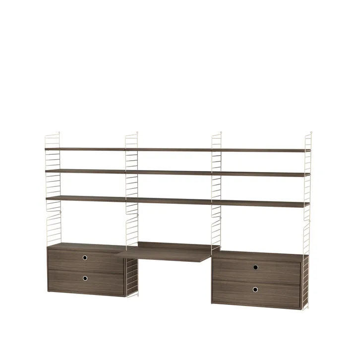 Scaffale da ufficio String noce e beige - combinazione F - String