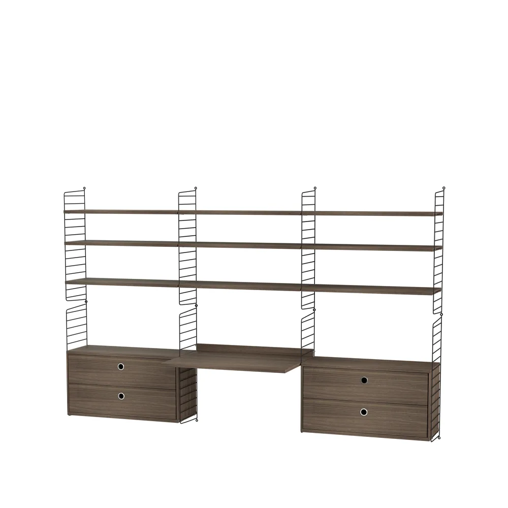 Scaffale da ufficio String noce e nero - combinazione F,  String