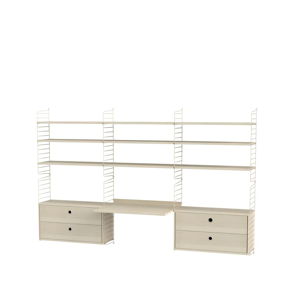 Scaffale da ufficio String rovere e beige - combinazione F,  String