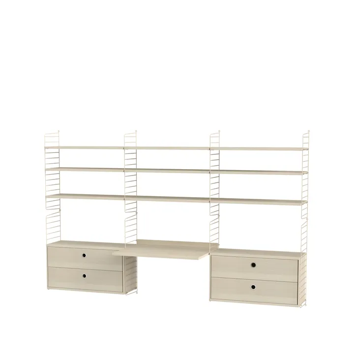 Scaffale da ufficio String rovere e beige - combinazione F - String