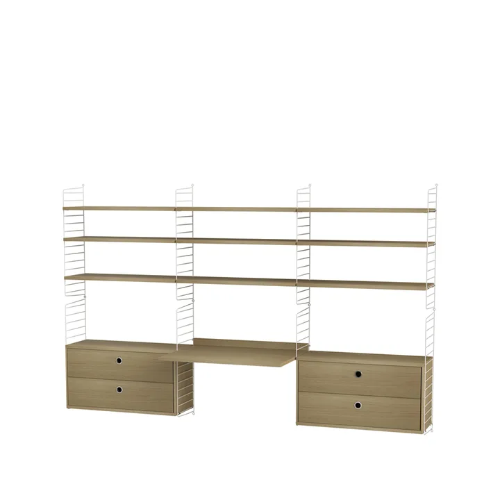 Scaffale da ufficio String rovere e bianco - combinazione F - String