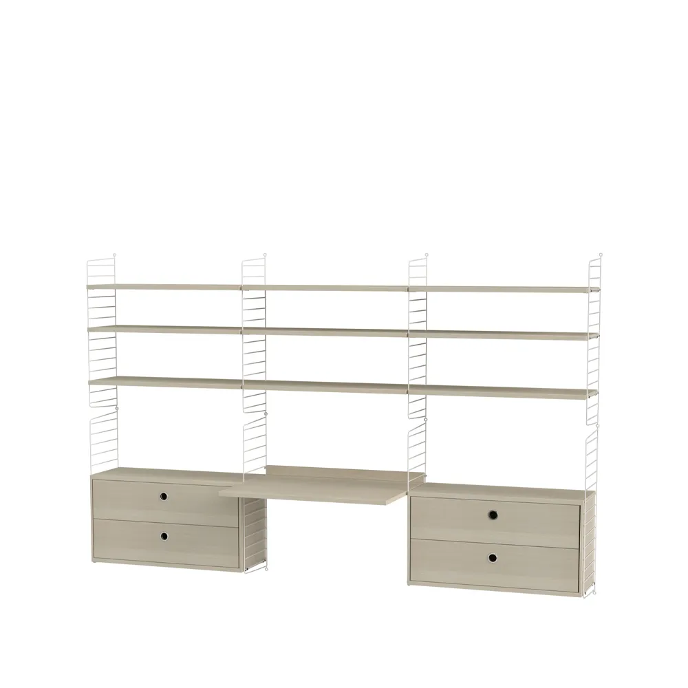 Scaffale da ufficio String rovere e bianco - combinazione F,  String