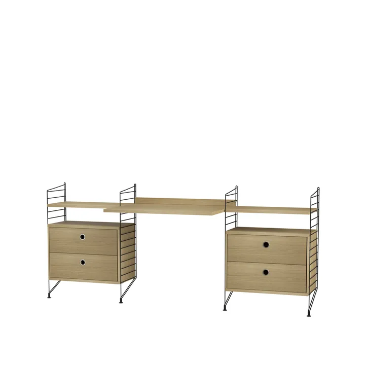 Scaffale da ufficio String rovere e nero - combinazione C - String
