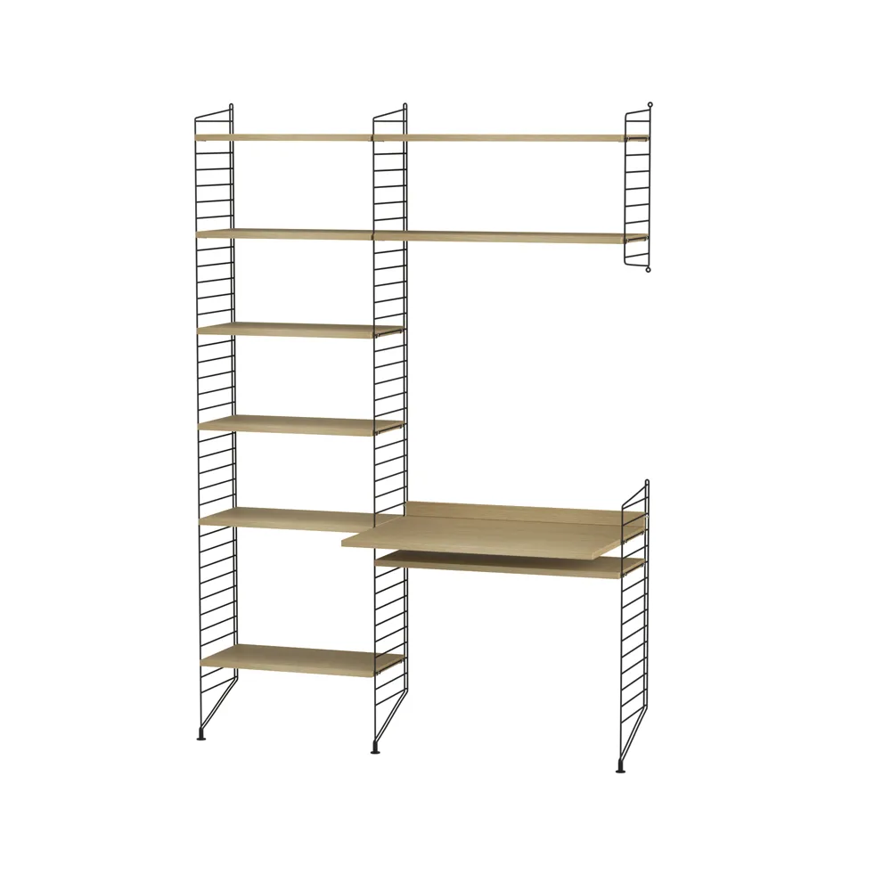 Scaffale da ufficio String rovere e nero - combinazione G,  String