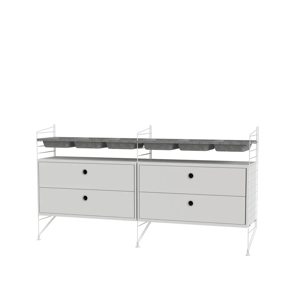 Scaffale per camera da letto String bianco - combinazione G String