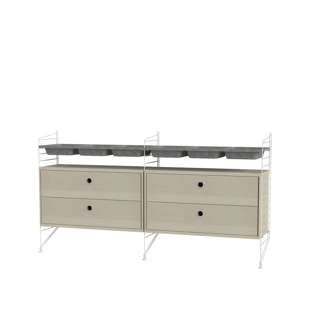 Scaffale per camera da letto String frassinno e bianco - combinazione G String