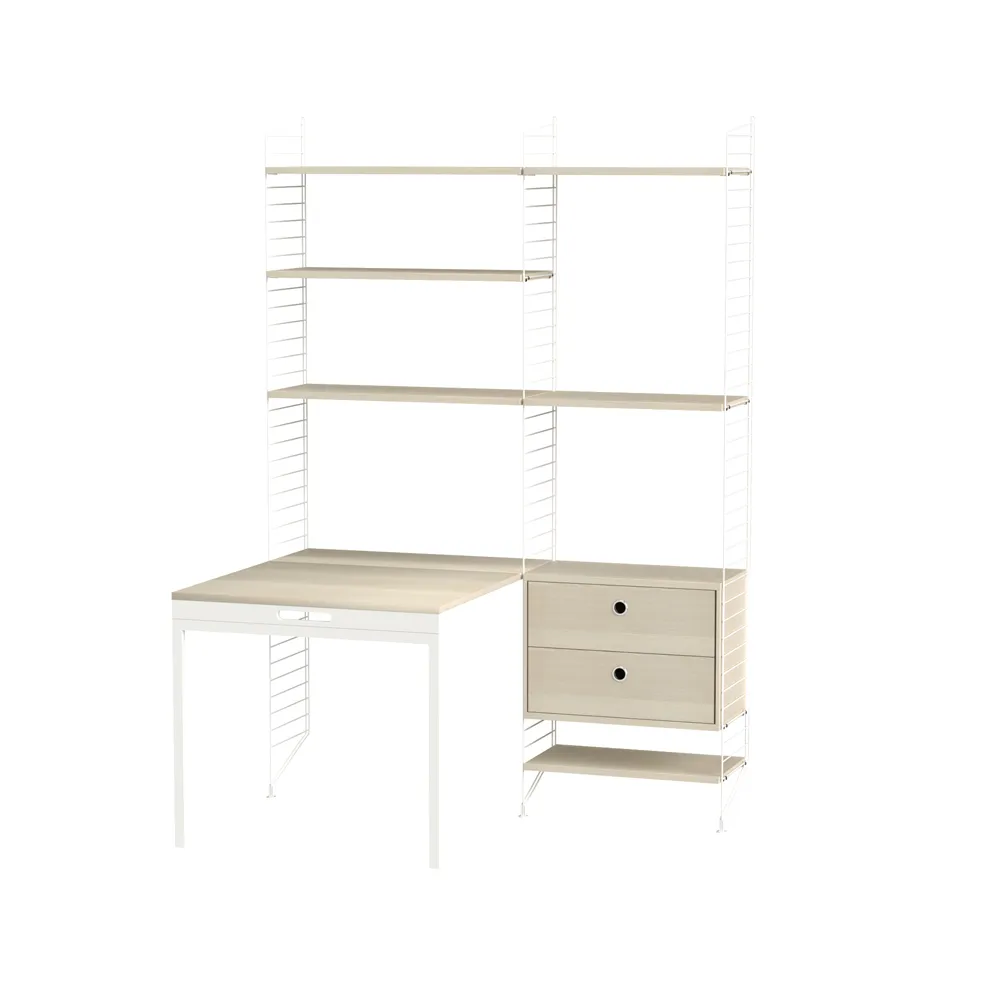 Scaffale per camera da letto String frassino e bianco - combinazione E,  String