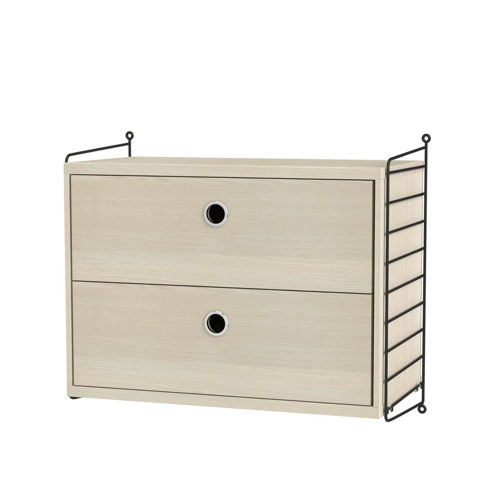 Scaffale per camera da letto String frassino e nero - combinazione A String