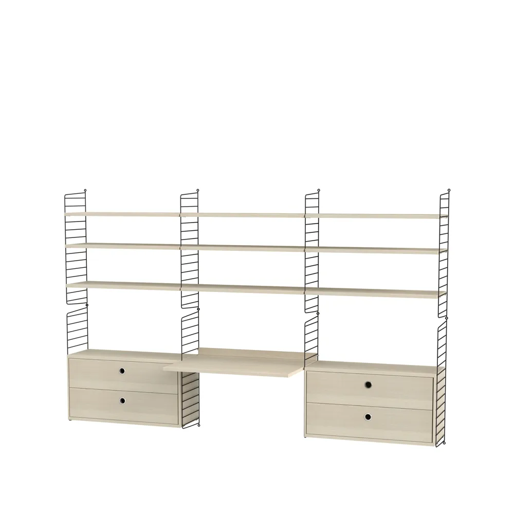 Scaffale per camera da letto String frassino e nero - combinazione F,  String