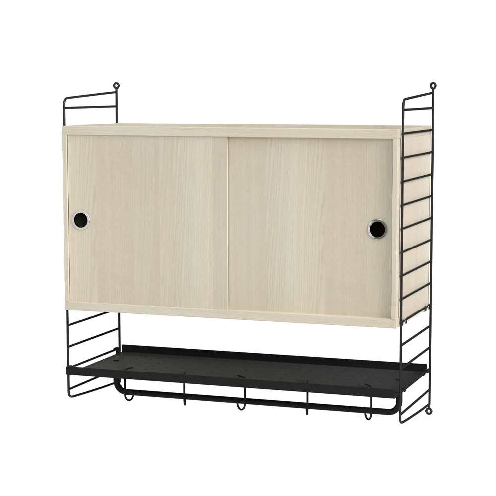 Scaffale per camera da letto String frassino e nero - combinazione F,  String