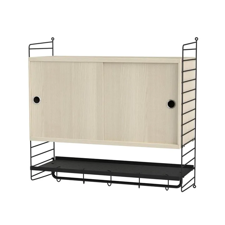 Scaffale per camera da letto String frassino e nero - combinazione F - String