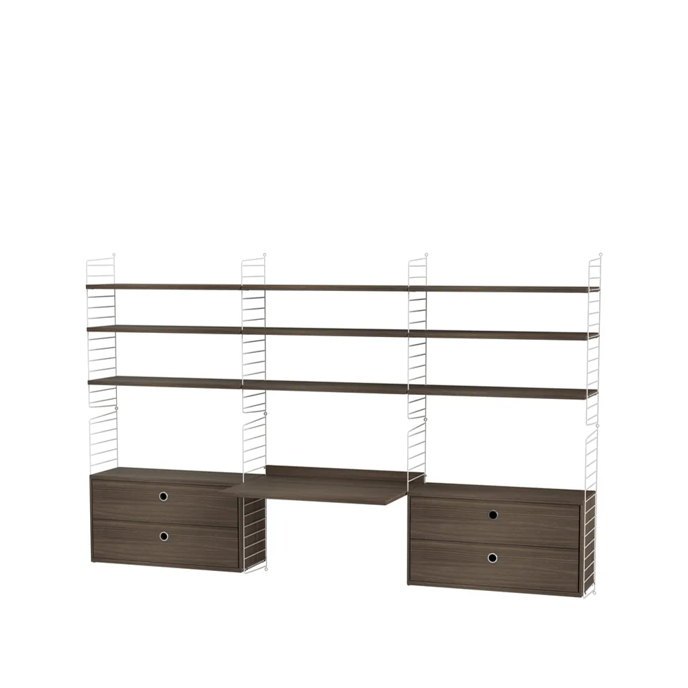 Scaffale per camera da letto String noce e bianco - combinazione F,  String