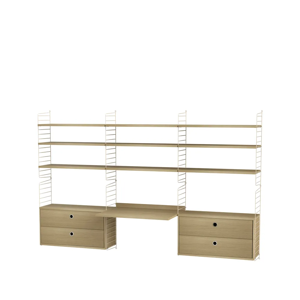 Scaffale per camera da letto String rovere e beige - combinazione F,  String