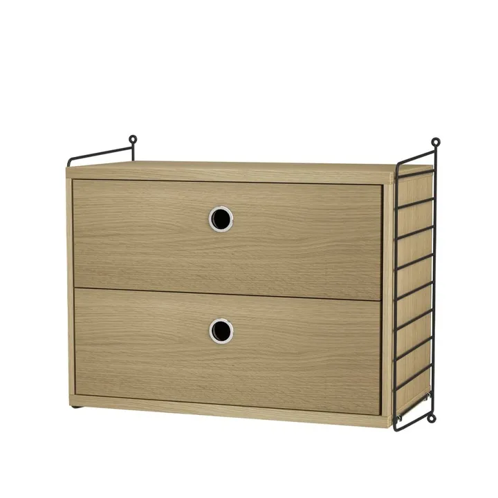 Scaffale per camera da letto String rovere e nero - combinazione A - String
