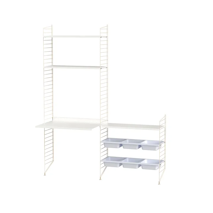 Scaffale String per stanza dei bambini bianco e beige - combinazione E - String