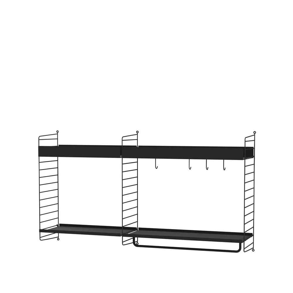 Scaffale String per stanza dei bambini combinazione A - nero,  String