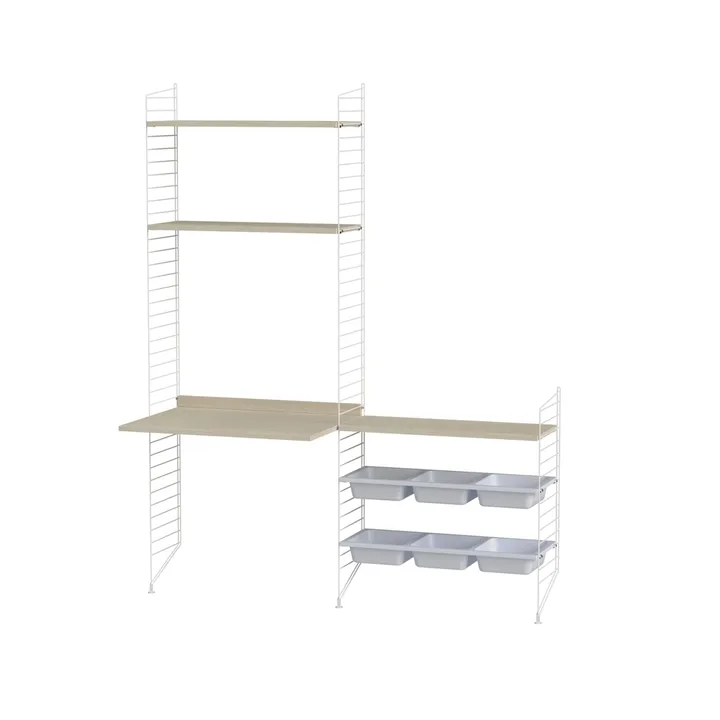 Scaffale String per stanza dei bambini frassino e bianco - combinazione E - String