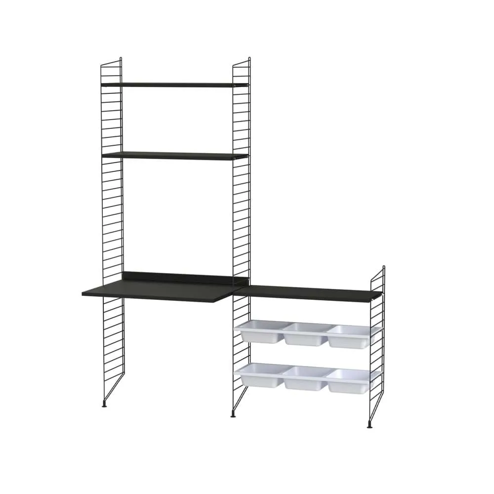 Scaffale String per stanza dei bambini nero - combinazione E String