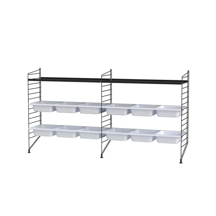 Scaffale String per stanza dei bambini nero - combinazione F - String