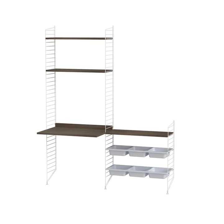 Scaffale String per stanza dei bambini noce e bianco - combinazione E - String