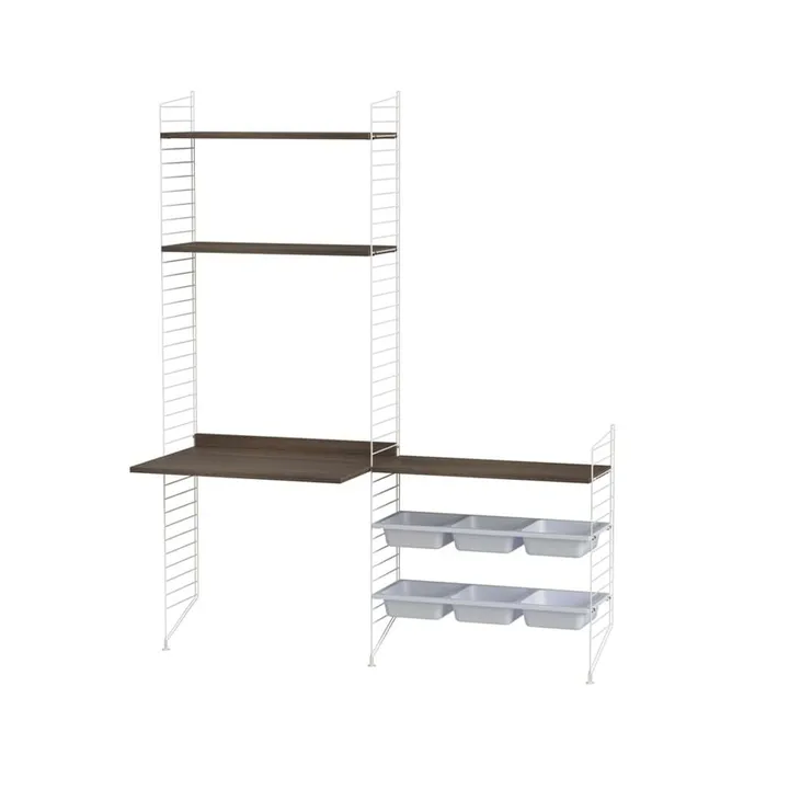Scaffale String per stanza dei bambini noce e bianco - combinazione E - String