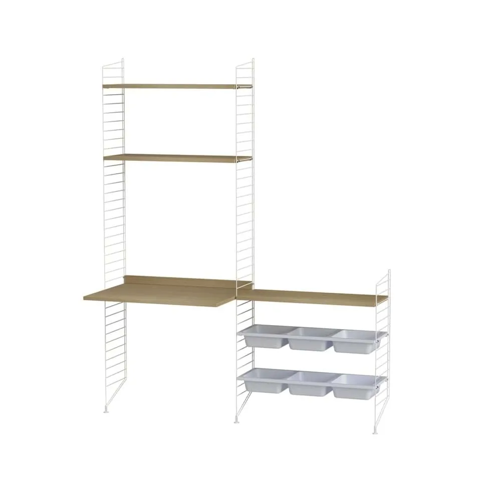 Scaffale String per stanza dei bambini rovere e bianco - combinazione E String