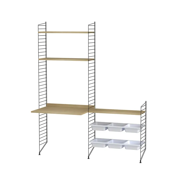 Scaffale String per stanza dei bambini rovere e nero - combinazione E - String