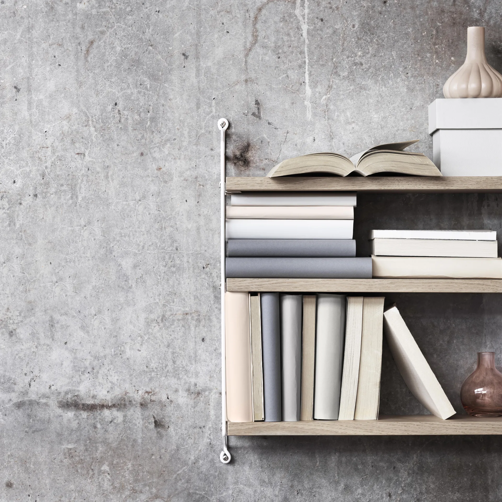 Scaffale String Pocket rovere-bianco, rovere-bianco  String