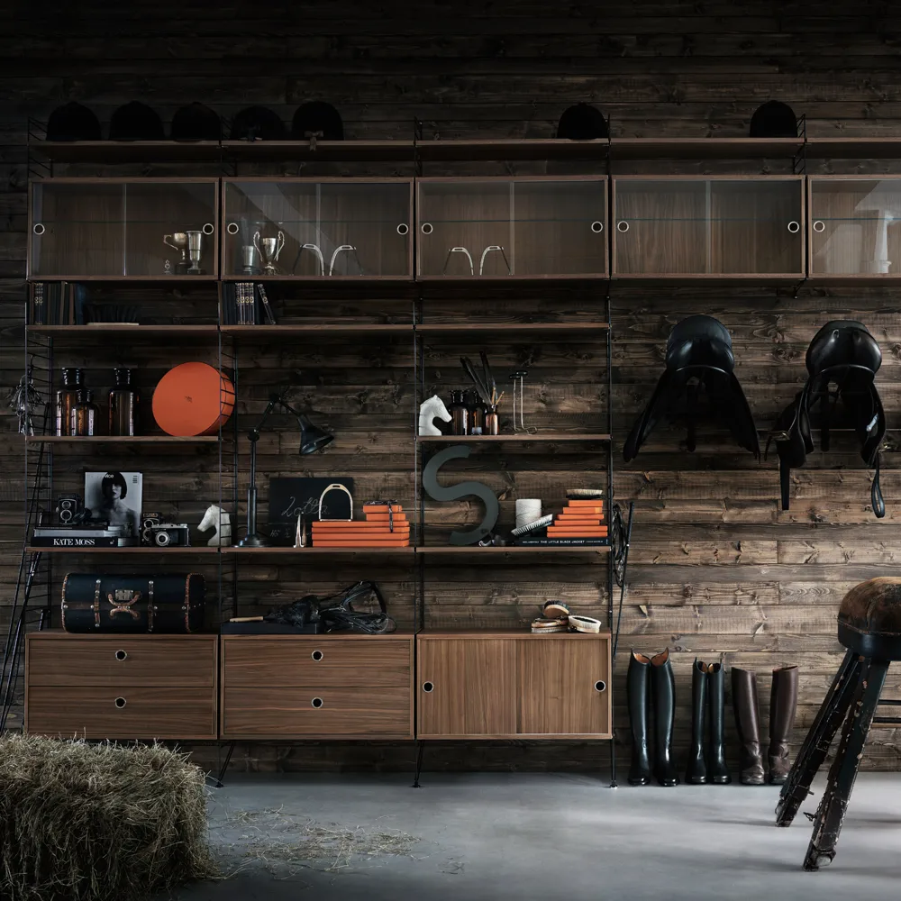 Vetrinetta String, Frassino tinto nero, 78x30 cm String