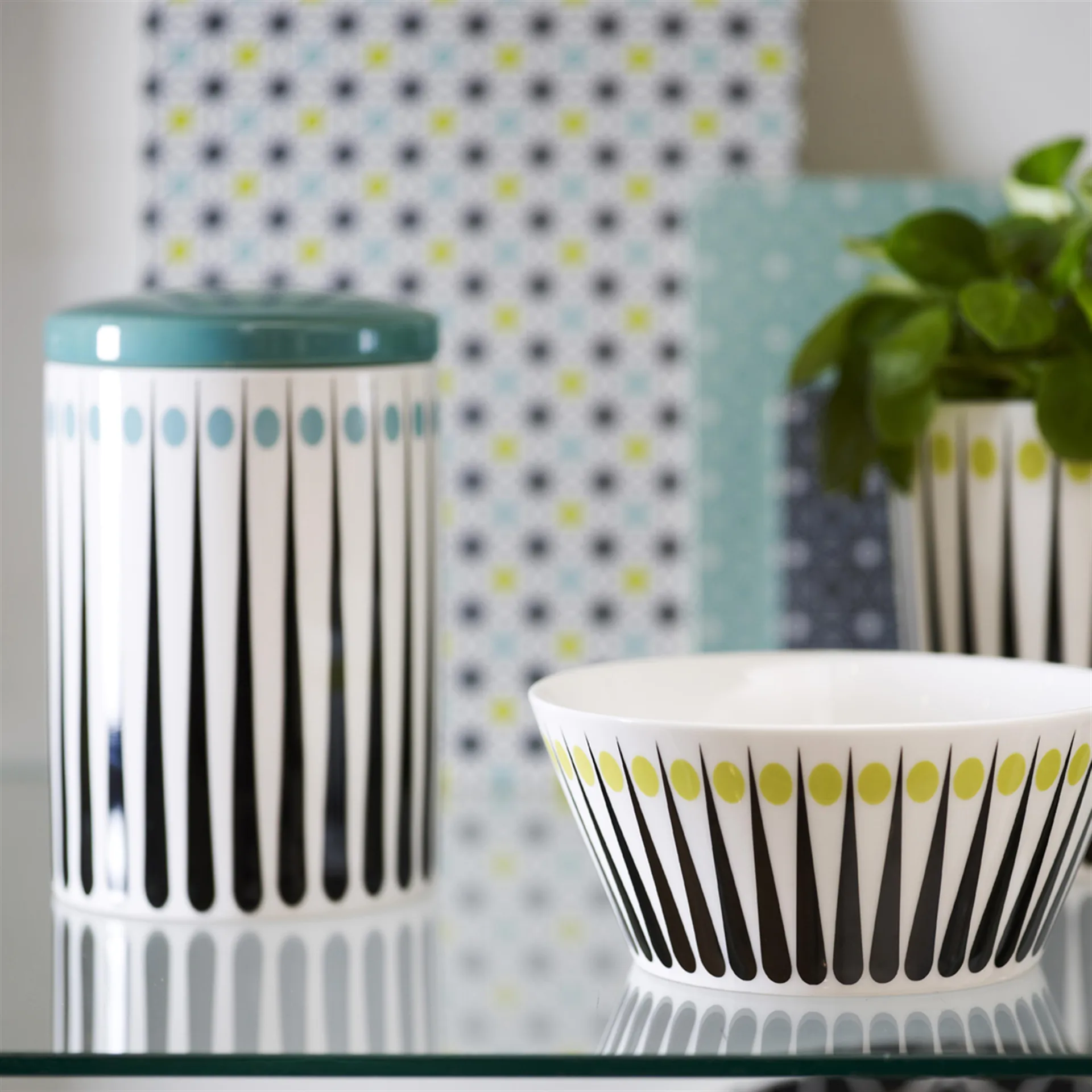 Barattolo Amanda, bianco - verde acqua 15 cm Superliving