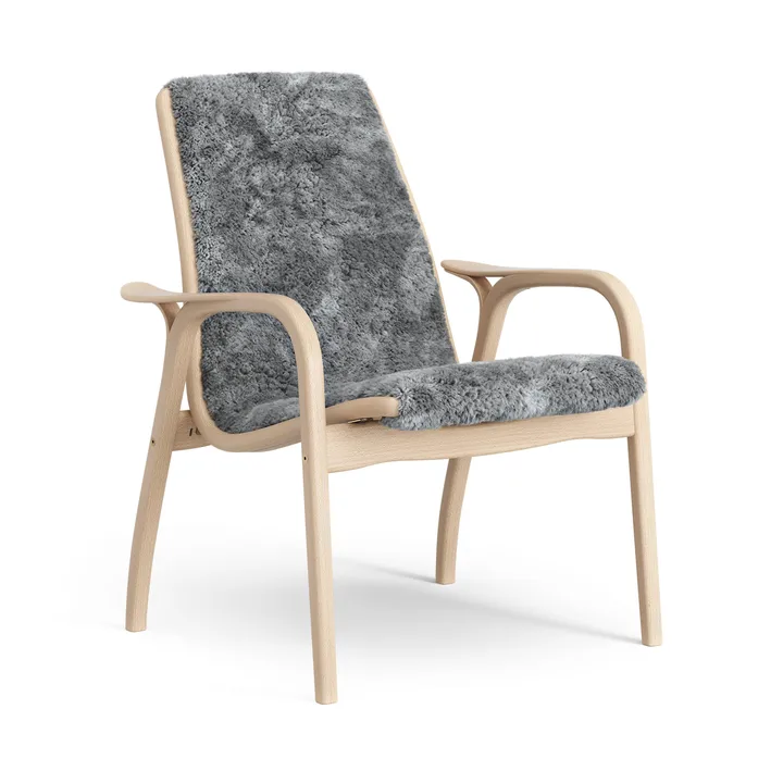 Laminett poltrona in faggio laccato/pelle di pecora - Scandinavian Grey (grigio) - Swedese