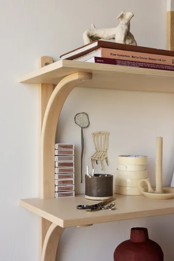 Levi mensola - Rovere sbiancato-acciaio inox, 2 ripiani, 180 cm - Swedese