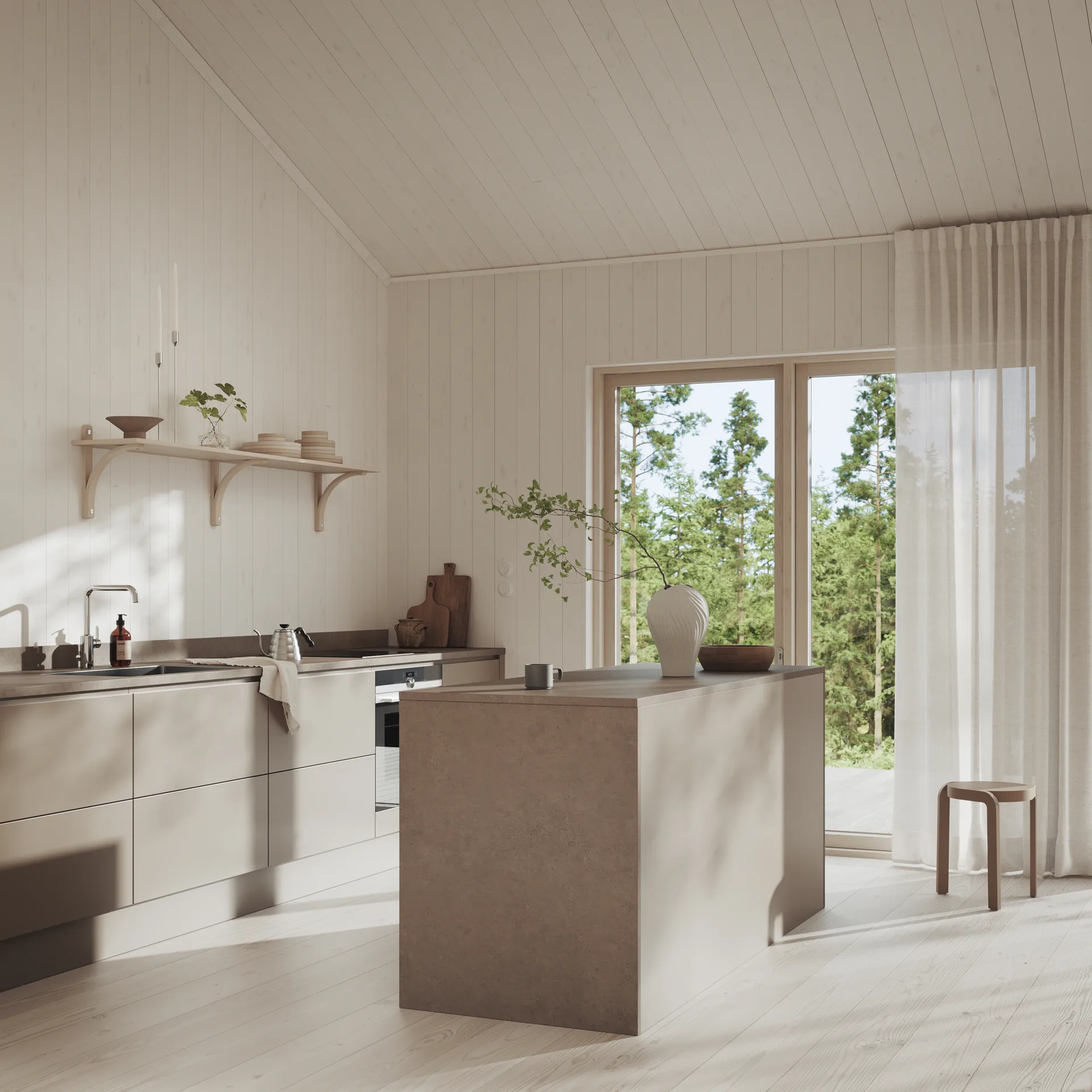 Levi mensola, Rovere sbiancato-ottone, 2 ripiani, 90 cm Swedese