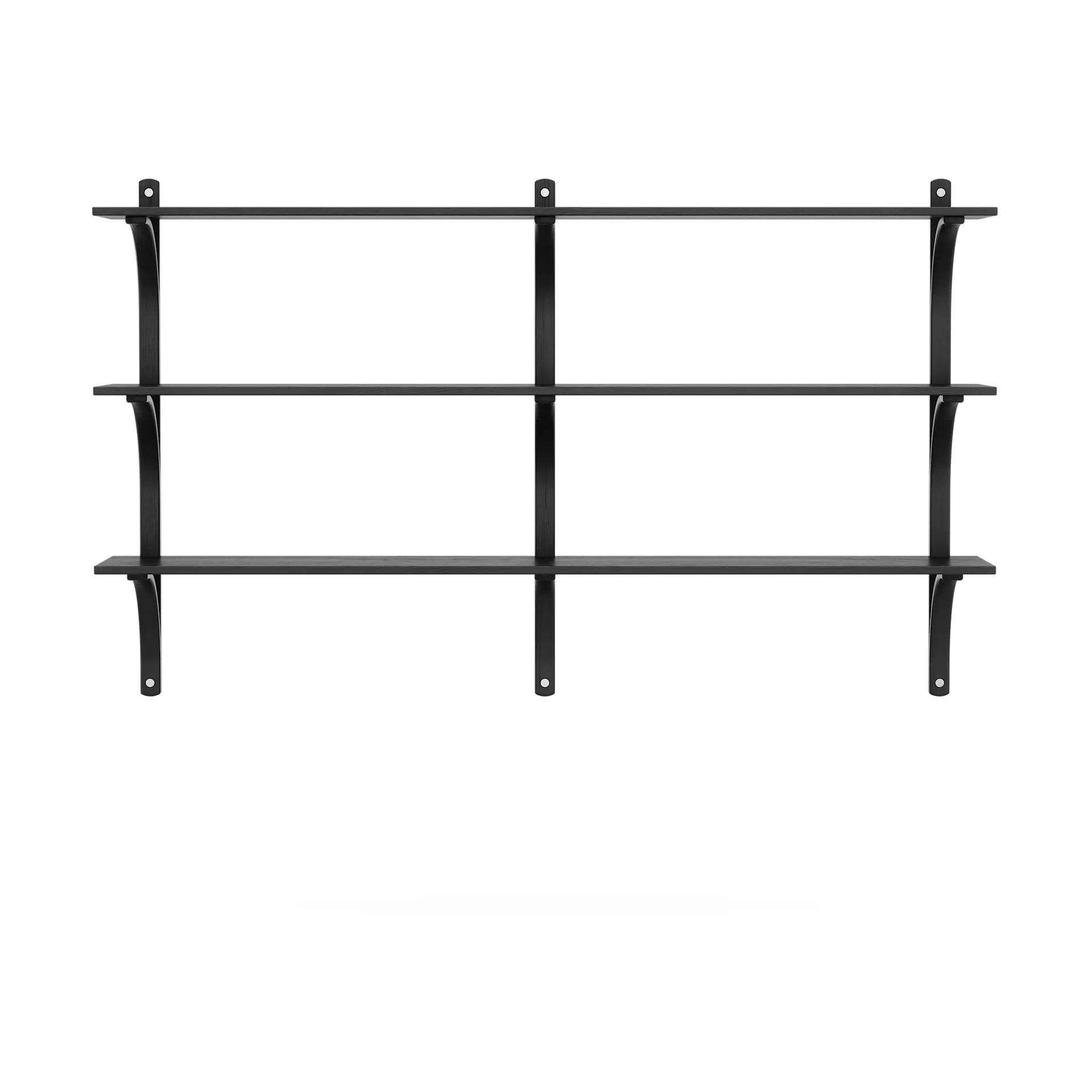 Mensola Levi 3 ripiani, Frassato tinto nero-alluminio, 180 cm Swedese