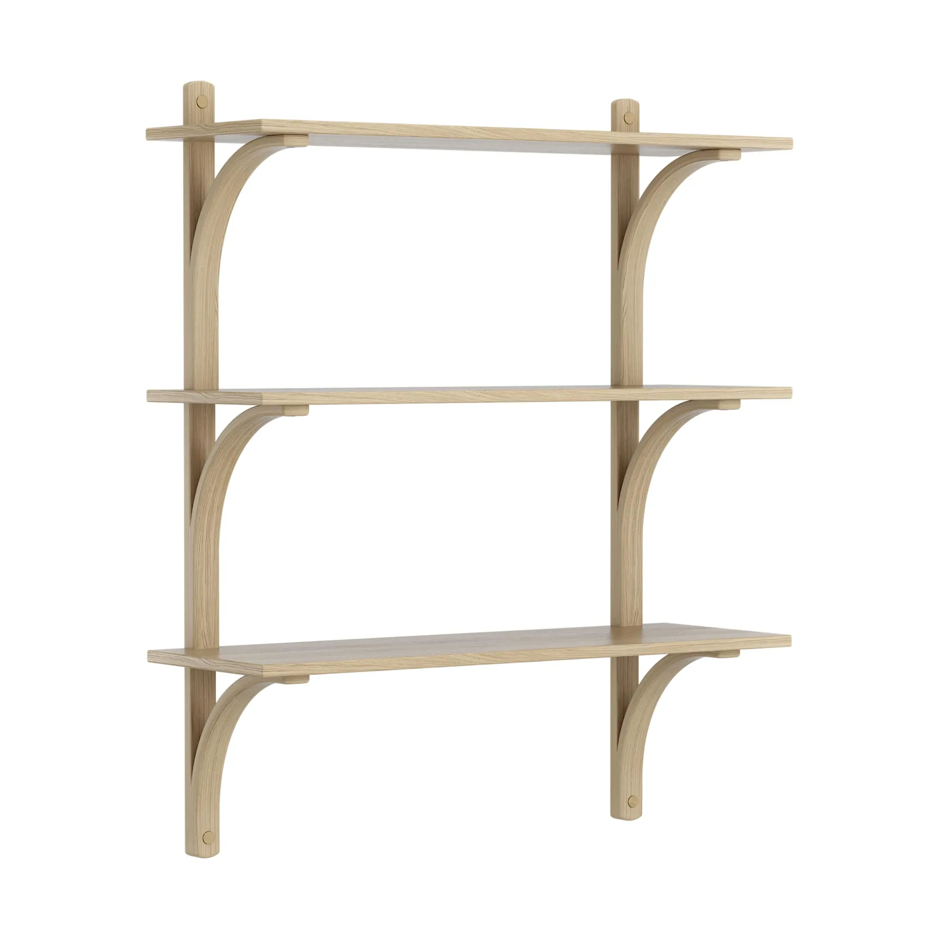 Mensola Levi 3 ripiani, Rovere naturale acero-ottone, 90 cm Swedese