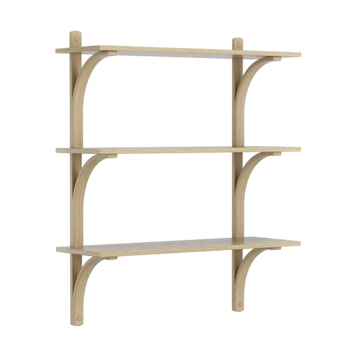 Mensola Levi 3 ripiani - Rovere naturale acero-ottone, 90 cm - Swedese
