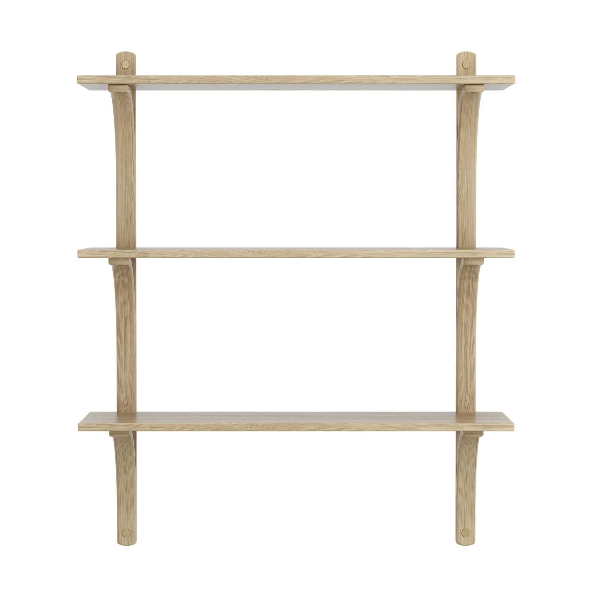 Mensola Levi 3 ripiani, Rovere naturale acero-ottone, 90 cm Swedese