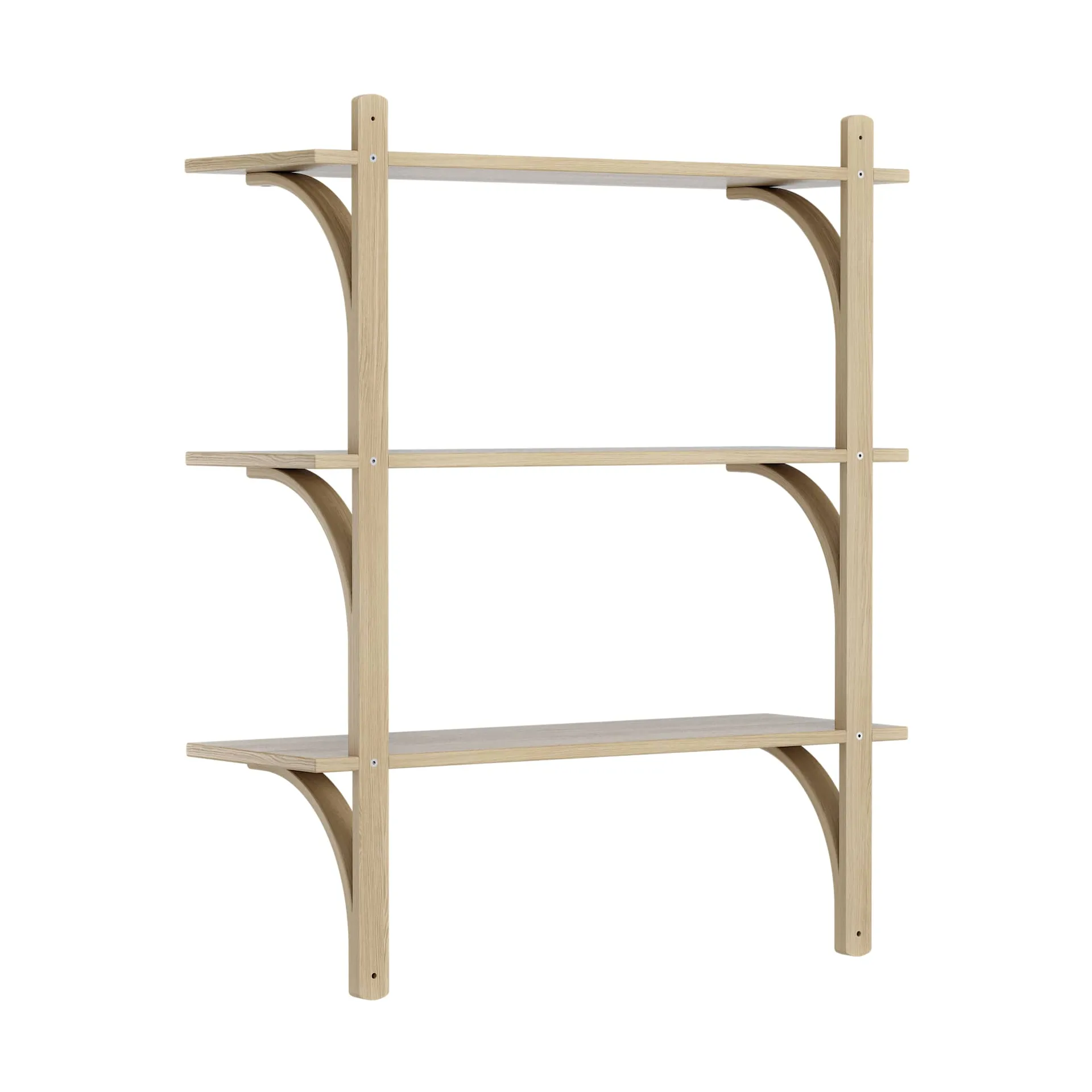Mensola Levi 3 ripiani, Rovere naturale acero-ottone, 90 cm Swedese