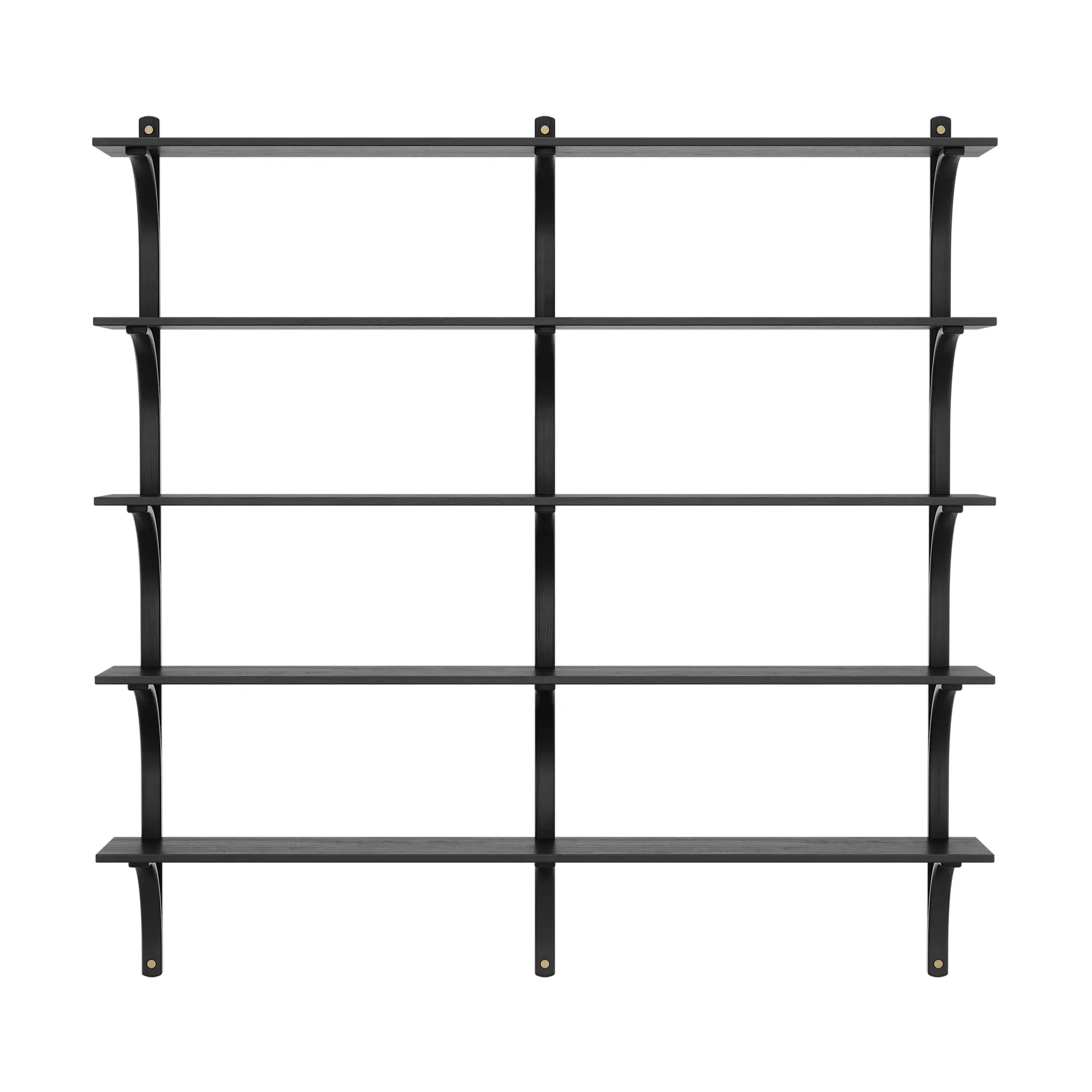 Mensola Levi 5 ripiani, Faggio tinto nero-ottone, 180 cm Swedese