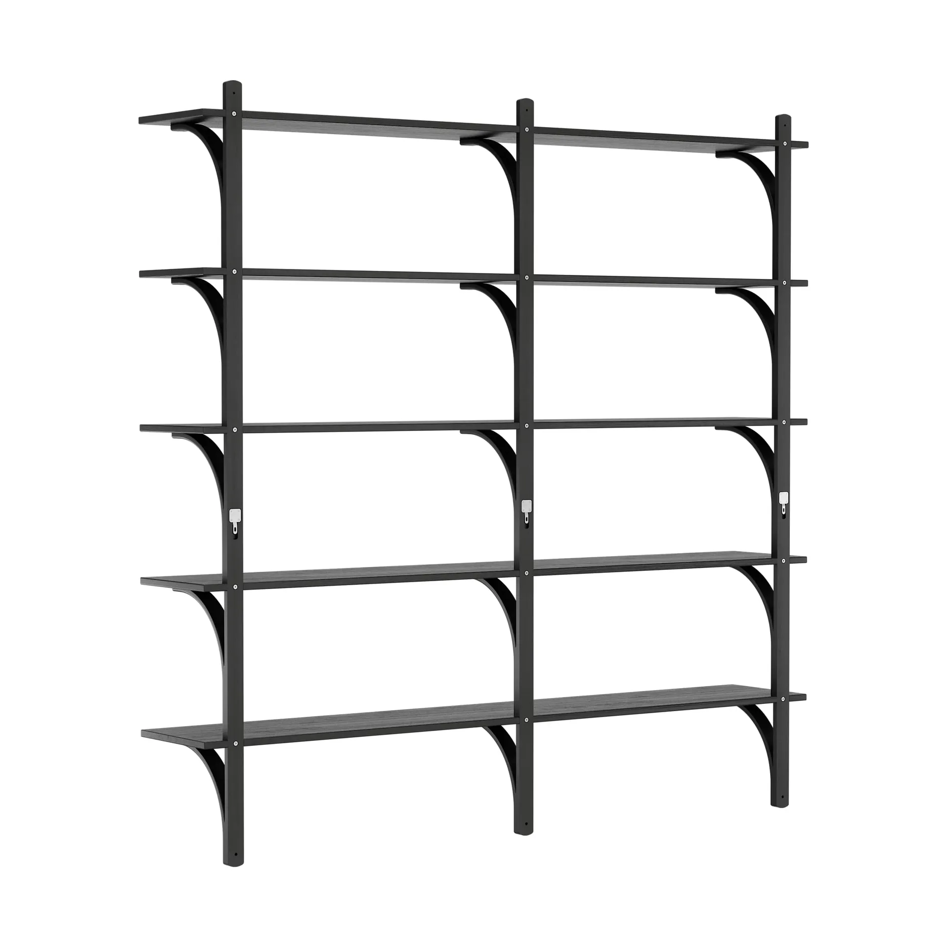 Mensola Levi 5 ripiani, Faggio tinto nero-ottone, 180 cm Swedese