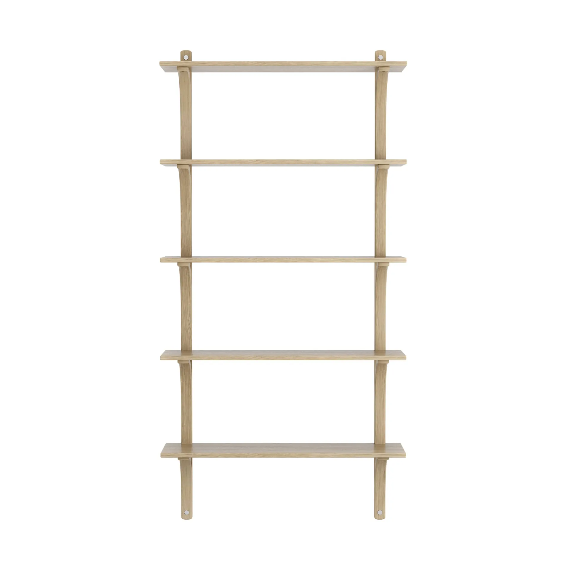 Mensola Levi 5 ripiani, Rovere verniciato naturale-alluminio, 90 cm Swedese