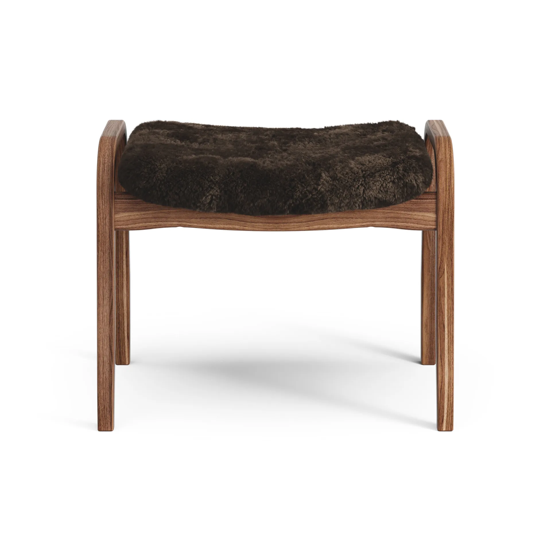 Poggiapiedi Lamino in noce oliato/pelle di pecora, Espresso (marrone) Swedese