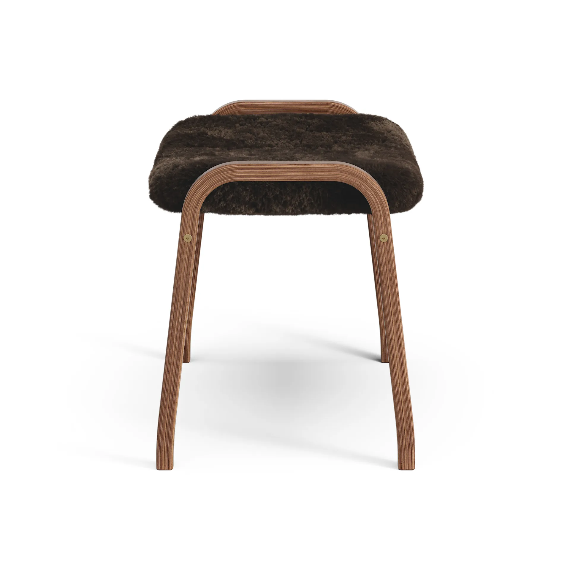 Poggiapiedi Lamino in noce oliato/pelle di pecora, Espresso (marrone) Swedese