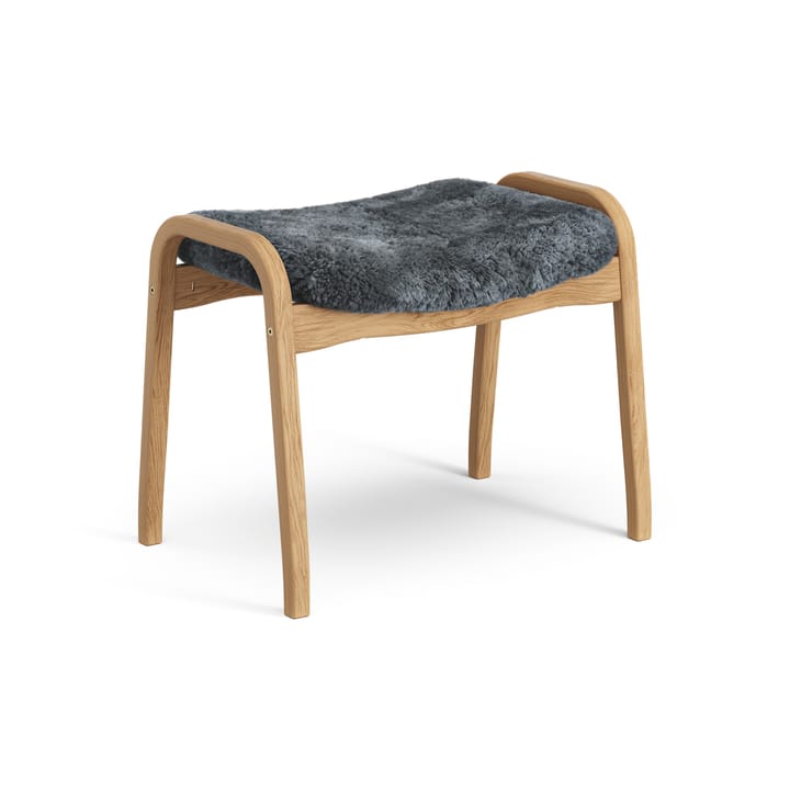 Poggiapiedi Lamino in rovere oliato/pelle di pecora, Charcoal (grigio scuro) Swedese